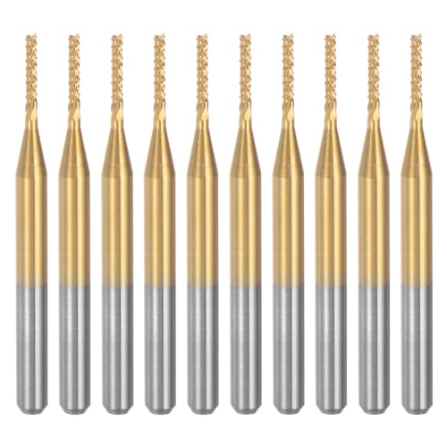 QUARKZMAN 10 Stück 1,2 mm Titanbeschichtete Hartmetallfräser Gravierfräser CNC-Fräser für PCB-Maschine, 1/8" Schaft QUARKZMAN 10 Stück 1,2 mm Titanbeschichtete Hartmetallfräser Gravierfräser CNC-Fräser für PCB-Maschine, 1/8" Schaft von QUARKZMAN