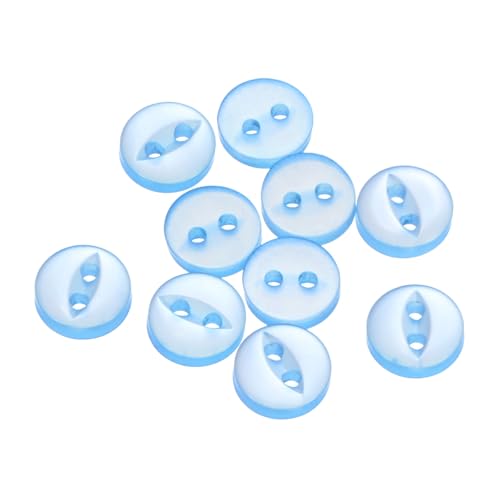 QUARKZMAN 10 Stück Knöpfe 9 mm Harzknöpfe 2 Löcher Rund Bastelknöpfe Kinderknöpfe Klein Babyknöpfe Nähen Mini Buttons zum Annähen T-Shirt Kleidung Scrapbooking Dekorieren, Himmelblau von QUARKZMAN
