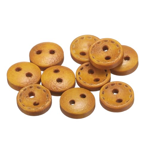 QUARKZMAN 10 Stück 14L Holz Nähknopf 11/32"(9mm) 2 Löcher Holz Rund Ersatzknöpfe für Nähen Kleidung Kissen DIY Basteln Deko, Orange von QUARKZMAN