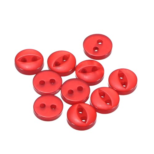 QUARKZMAN 10 Stück Knöpfe 9 mm Harzknöpfe 2 Löcher Rund Bastelknöpfe Kinderknöpfe Klein Babyknöpfe Nähen Mini Buttons zum Annähen T-Shirt Kleidung Scrapbooking Dekorieren, Rot von QUARKZMAN