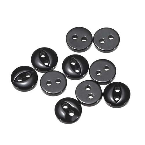 QUARKZMAN 10 Stück Knöpfe 9 mm Harzknöpfe 2 Löcher Rund Bastelknöpfe Kinderknöpfe Klein Babyknöpfe Nähen Mini Buttons zum Annähen T-Shirt Kleidung Scrapbooking Dekorieren, Schwarz von QUARKZMAN