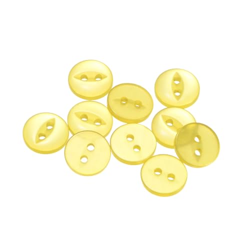 QUARKZMAN 10 Stück Knöpfe 10 mm Harzknöpfe 2 Löcher Rund Bastelknöpfe Kinderknöpfe Klein Babyknöpfe Nähen Mini Buttons zum Annähen T-Shirt Kleidung Scrapbooking Dekorieren, Gelb von QUARKZMAN