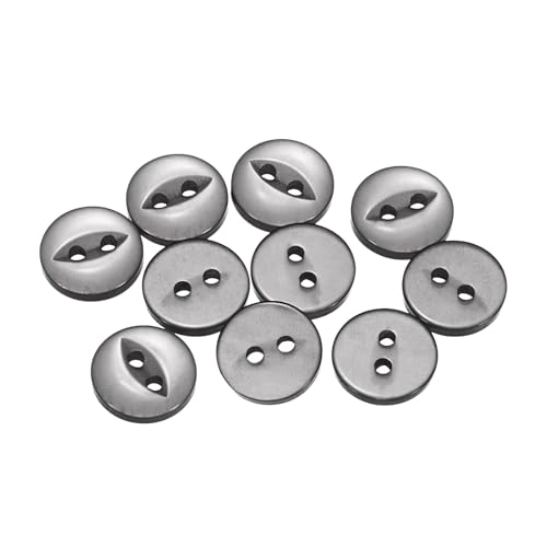 QUARKZMAN 10 Stück Knöpfe 10 mm Harzknöpfe 2 Löcher Rund Bastelknöpfe Kinderknöpfe Klein Babyknöpfe Nähen Mini Buttons zum Annähen T-Shirt Kleidung Scrapbooking Dekorieren, Grau von QUARKZMAN
