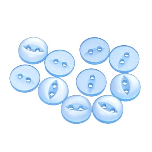 QUARKZMAN 10 Stück Knöpfe 10 mm Harzknöpfe 2 Löcher Rund Bastelknöpfe Kinderknöpfe Klein Babyknöpfe Nähen Mini Buttons zum Annähen T-Shirt Kleidung Scrapbooking Dekorieren, Himmelblau von QUARKZMAN