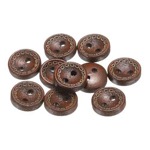 QUARKZMAN 10 Stück 16L Holz Nähknöpfe 3/8"(10mm) 2 Löcher Runde Holz Knöpfe Ersatz Knöpfe Für Nähkleidung Kissen DIY Basteldekoration Mittelbraun von QUARKZMAN