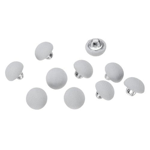 QUARKZMAN 10 Stück Stoffbezogene Knöpfe Set, 10mm Metall Schaft Rund Ösen Stoffknöpfe, Bastelknöpfe Ersatzknöpfe für DIY für Nähen Kleidung Anzüge Mäntel Blusen Pullover, Silbergrau von QUARKZMAN