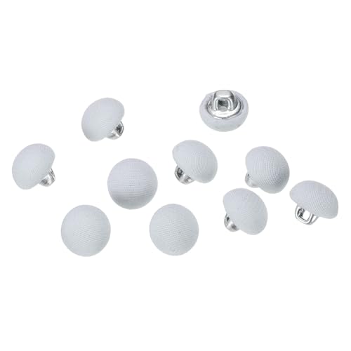 QUARKZMAN 10 Stück Knöpfe mit Stoffüberzug 10mm Buttons zum Annähen Metallschaft Ösen Stoffknöpfe Halbkreis Nähknöpfe Vintage Ösenknöpfe für Anzüge Mantel Jacken Blazer Hemd, Hellblau von QUARKZMAN