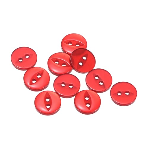 QUARKZMAN 10 Stück Knöpfe 11,5 mm Harzknöpfe 2 Löcher Rund Bastelknöpfe Kinderknöpfe Klein Babyknöpfe Nähen Mini Buttons zum Annähen T-Shirt Kleidung Scrapbooking Dekorieren, Rot von QUARKZMAN