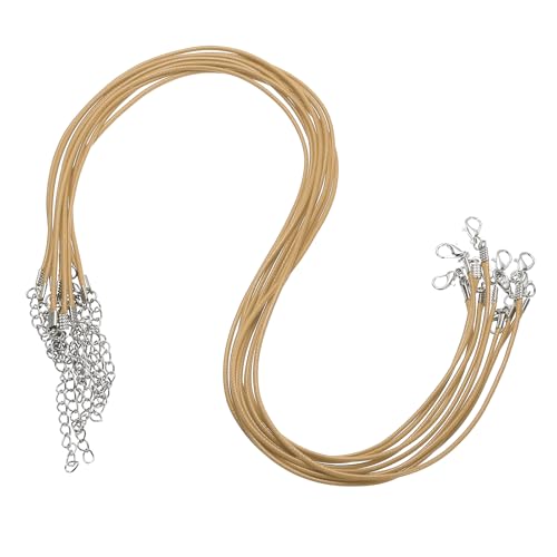 QUARKZMAN 10 Stück 20 Zoll Gewachste Halskette Schnur, Großhandel Halskette Schnur mit Verschluss 1,5 mm Gewachste Leder Schnur Seil für Schmuckherstellung DIY Armband Anhänger, Khaki QUARKZMAN 10 Stück 20 Zoll Gewachste Halskette Schnur, Großhandel Halskette Schnur mit Verschluss 1,5 mm Gewachste Leder Schnur Seil für Schmuckherstellung DIY Armband Anhänger, Khaki von QUARKZMAN