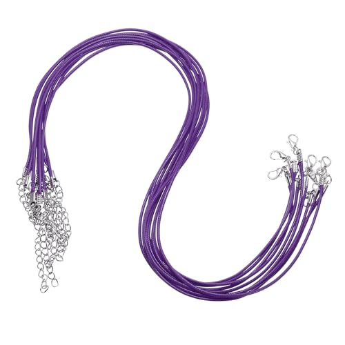 QUARKZMAN 10 Stück 20 Zoll Gewachste Halskette Schnur, Großhandel Halskette Schnur mit Verschluss 1,5 mm Gewachste Leder Schnur Seil für Schmuckherstellung DIY Armband Anhänger, Lila QUARKZMAN 10 Stück 20 Zoll Gewachste Halskette Schnur, Großhandel Halskette Schnur mit Verschluss 1,5 mm Gewachste Leder Schnur Seil für Schmuckherstellung DIY Armband Anhänger, Lila von QUARKZMAN