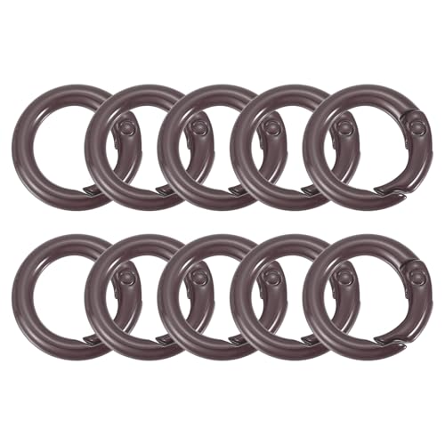 QUARKZMAN 10 Stück 20 mm O-Ring-Clip, Zinklegierung, bunte Feder-O-Ringe, runde Clip-Karabinerhaken, Schnallen, DIY-Zubehör für Taschen und Geldbörsen (Dunkelbraun) von QUARKZMAN
