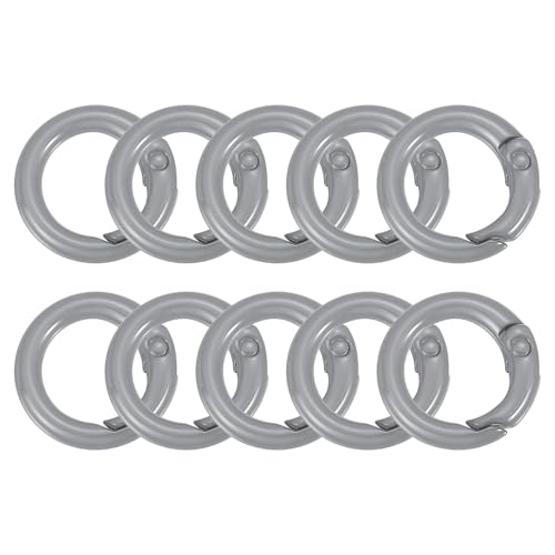 QUARKZMAN 10 Stück 20 mm O-Ring-Clip, Zinklegierung, bunte Feder-O-Ringe, runde Clip-Karabinerhaken, Schnallen, DIY-Zubehör für Taschen und Geldbörsen (Grau) von QUARKZMAN