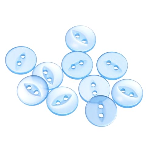 QUARKZMAN 10 Stück Knöpfe 12,5 mm Harzknöpfe 2 Löcher Rund Bastelknöpfe Kinderknöpfe Klein Babyknöpfe Nähen Mini Buttons zum Annähen T-Shirt Kleidung Scrapbooking Dekorieren, Himmelblau von QUARKZMAN