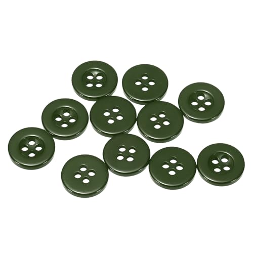 QUARKZMAN 10 Stück Knöpfe 12,5mm Bastelknöpfe Dunkelgrün Nähknöpfe Harz Rund Flach 4-Loch Kunststoffknöpfe für Nähen DIY Handwerk Scrapbooking Dekorieren Kleidung Mänteln Blusen Hemden von QUARKZMAN