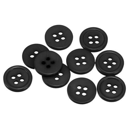 QUARKZMAN 10 Stück Knöpfe Große Nähknöpfe 1/2"(12,5mm) Harz Kunststoffknöpfe Flach 4 Loch Rund Bastelknöpfe zum Nähen Bekleidung Jacke Hemden Mantel Blazer Stricken Kardigans, Schwarz von QUARKZMAN