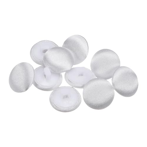 QUARKZMAN 10 Stück 20L Stoffbezogene Knöpfe 12,5 mm Runde Kunststoffnähknöpfe für Anzüge, Kleider, Blusen, Weiß von QUARKZMAN