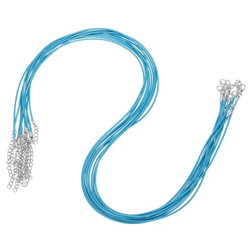 QUARKZMAN 10 Stück 24 Zoll Gewachste Halskette Schnur, Großhandel Halskette Schnur mit Verschluss 1,5 mm Gewachste Leder Schnur Seil für Schmuckherstellung DIY Armband Anhänger, Pfau Blau von QUARKZMAN