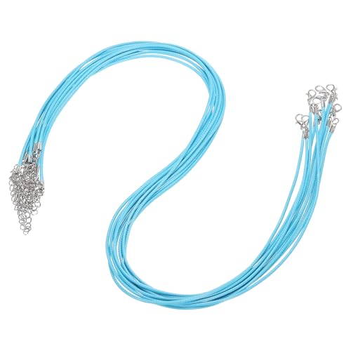 QUARKZMAN 10 Stück 24 Zoll Gewachste Halskette Schnur, Großhandel Halskette Schnur mit Verschluss 2mm Gewachste Leder Schnur Seil für Schmuckherstellung DIY Armband Anhänger, Seeblau QUARKZMAN 10 Stück 24 Zoll Gewachste Halskette Schnur, Großhandel Halskette Schnur mit Verschluss 2mm Gewachste Leder Schnur Seil für Schmuckherstellung DIY Armband Anhänger, Seeblau von QUARKZMAN