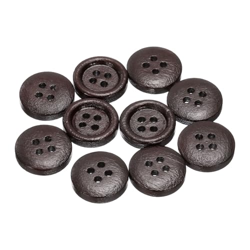 QUARKZMAN 10 Stück 24L Holzknöpfe 5/8" (15mm) 4 Löcher knöpfe zum annähen Holz Runde Bastel Ersatzknöpfe für Kleidung DIY Dekoration, Dunkelbraun von QUARKZMAN