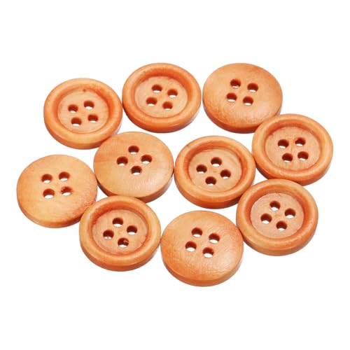QUARKZMAN 10 Stück 24L Holzknöpfe 5/8" (15mm) 4 Löcher knöpfe zum annähen Holz Runde Bastel Ersatzknöpfe für Kleidung DIY Dekoration, Hellbraun von QUARKZMAN