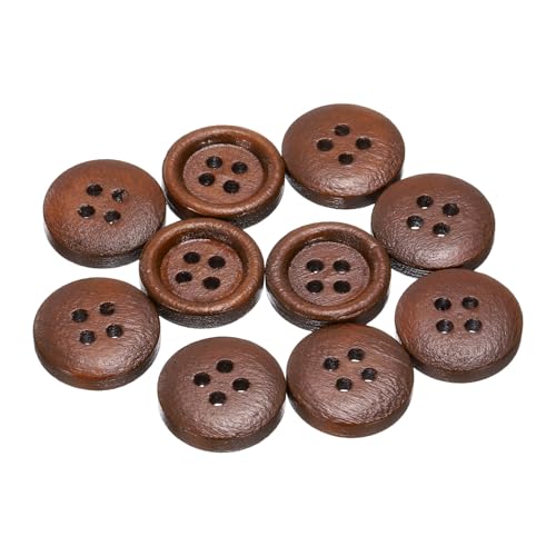 QUARKZMAN 10 Stück 24L Holzknöpfe 5/8" (15mm) 4 Löcher knöpfe zum annähen Holz Runde Bastel Ersatzknöpfe für Kleidung DIY Dekoration, Kaffee von QUARKZMAN