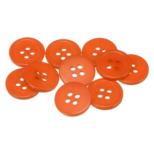 QUARKZMAN 10 Stück Knöpfe Große Nähknöpfe 5/8"(15mm) Harz Kunststoffknöpfe Flach 4 Loch Rund Bastelknöpfe zum Nähen Bekleidung Jacke Hemden Mantel Blazer Stricken Kardigans, Orange von QUARKZMAN