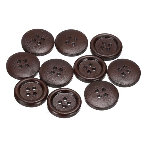 QUARKZMAN 10 Stück 32L Holzknöpfe 4/5" (20mm) 4 Löcher knöpfe zum annähen Holz Rund Handwerk Ersatzknöpfe für Kleidung DIY Basteln Dekoration, Dunkelbraun von QUARKZMAN