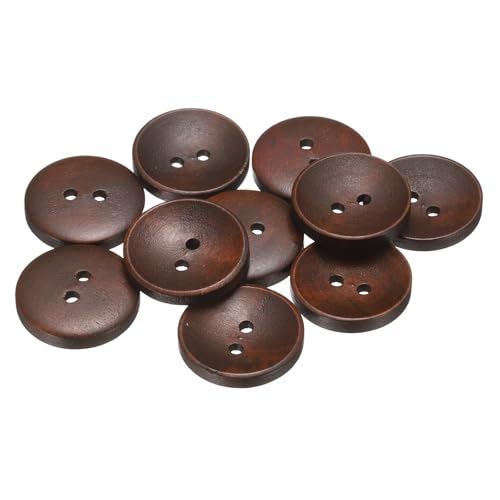 QUARKZMAN 10 Stück 36L Holz Nähknopf 7/8" (23mm) 2 Löcher Holz Rund Craft Ersatzknöpfe für Kleidung DIY Crafts Dekoration, Mittelbraun von QUARKZMAN