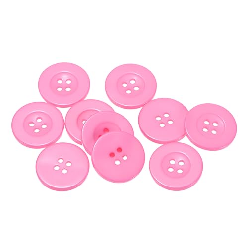 QUARKZMAN 10 Stück Knöpfe 25mm Bastelknöpfe Rosa Nähknöpfe Harz Rund Flach 4-Loch Kunststoffknöpfe für Nähen DIY Handwerk Scrapbooking Dekorieren Kleidung Mänteln Blusen Hemden von QUARKZMAN