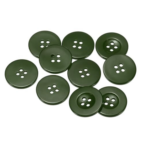 QUARKZMAN 10 Stück Knöpfe 25mm Bastelknöpfe Dunkelgrün Nähknöpfe Harz Rund Flach 4-Loch Kunststoffknöpfe für Nähen DIY Handwerk Scrapbooking Dekorieren Kleidung Mänteln Blusen Hemden von QUARKZMAN