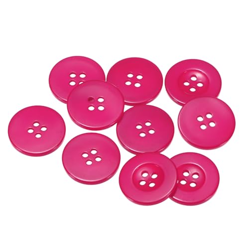 QUARKZMAN 10 Stück Knöpfe 25mm Bastelknöpfe Rosenrot Nähknöpfe Harz Rund Flach 4-Loch Kunststoffknöpfe für Nähen DIY Handwerk Scrapbooking Dekorieren Kleidung Mänteln Blusen Hemden von QUARKZMAN