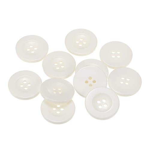 QUARKZMAN 10 Stück Knöpfe 30mm Bastelknöpfe Beige Nähknöpfe Harz Rund Flach 4-Loch Kunststoffknöpfe für Nähen DIY Handwerk Scrapbooking Dekorieren Kleidung Mänteln Blusen Hemden von QUARKZMAN