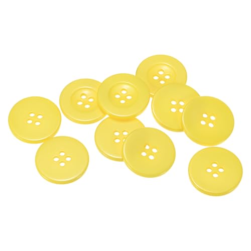 QUARKZMAN 10 Stück Knöpfe 30mm Bastelknöpfe Gelb Nähknöpfe Harz Rund Flach 4-Loch Kunststoffknöpfe für Nähen DIY Handwerk Scrapbooking Dekorieren Kleidung Mänteln Blusen Hemden von QUARKZMAN