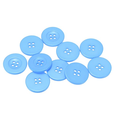 QUARKZMAN 10 Stück Knöpfe 30mm Bastelknöpfe Himmelblau Nähknöpfe Harz Rund Flach 4-Loch Kunststoffknöpfe für Nähen DIY Handwerk Scrapbooking Dekorieren Kleidung Mänteln Blusen Hemden von QUARKZMAN