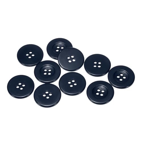QUARKZMAN 10 Stück Knöpfe 30mm Bastelknöpfe Marineblau Nähknöpfe Harz Rund Flach 4-Loch Kunststoffknöpfe für Nähen DIY Handwerk Scrapbooking Dekorieren Kleidung Mänteln Blusen Hemden von QUARKZMAN