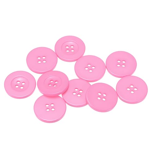 QUARKZMAN 10 Stück Knöpfe 30mm Bastelknöpfe Rosa Nähknöpfe Harz Rund Flach 4-Loch Kunststoffknöpfe für Nähen DIY Handwerk Scrapbooking Dekorieren Kleidung Mänteln Blusen Hemden von QUARKZMAN