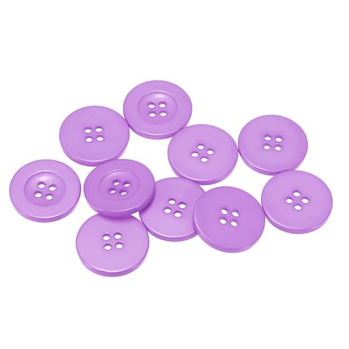 QUARKZMAN 10 Stück Knöpfe 30mm Bastelknöpfe Hellviolett Nähknöpfe Harz Rund Flach 4-Loch Kunststoffknöpfe für Nähen DIY Handwerk Scrapbooking Dekorieren Kleidung Mänteln Blusen Hemden von QUARKZMAN