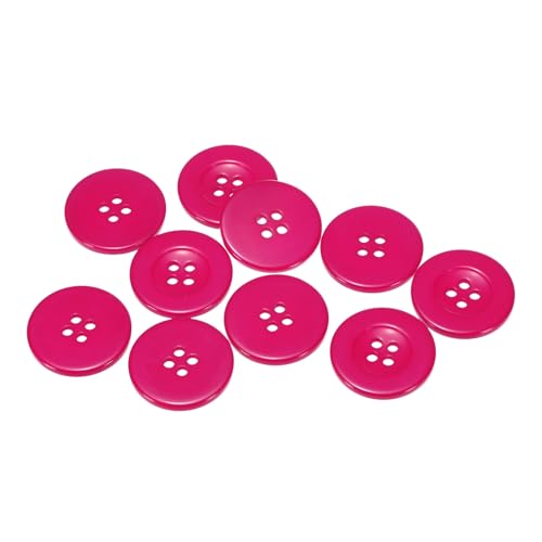 QUARKZMAN 10 Stück Knöpfe 30mm Bastelknöpfe Rosenrot Nähknöpfe Harz Rund Flach 4-Loch Kunststoffknöpfe für Nähen DIY Handwerk Scrapbooking Dekorieren Kleidung Mänteln Blusen Hemden von QUARKZMAN