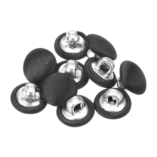 QUARKZMAN 10 Stück Anthrazit Knöpfe mit Stoffüberzug 10mm Satinstoff Bezogen Nähknöpfe Runde Bastelknöpfe Metallschaft Ösenknöpfe Vintage für Mantel Kleidung Jacke Blazer Anzüge DIY von QUARKZMAN