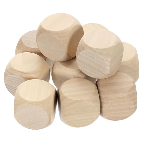 QUARKZMAN 10 Stück Blanko-Holzwürfel, 35mm/1,38 Zoll Unvollendeter Holzwürfel mit abgerundeten Ecken für DIY-Bastelprojekte von QUARKZMAN