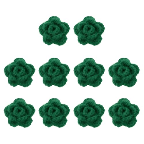 QUARKZMAN 10 Stück Blumen Aufnäher, 50mm Häkelblumen Blumenstickerei Applikationen Verzierungen für DIY Haare Hüte Kleidung Hochzeit Dekor Handwerk, Dunkelgrün von QUARKZMAN