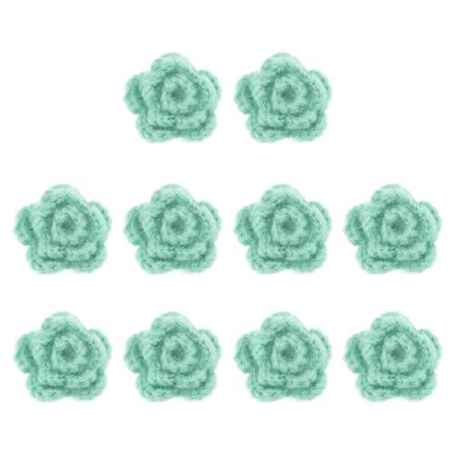 QUARKZMAN 10 Stück Blumen Aufnäher, 50mm Häkelblumen Blumenstickerei Applikationen Verzierungen für DIY Haare Hüte Kleidung Hochzeit Dekor Handwerk, Hellgrün von QUARKZMAN