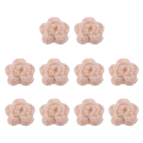 QUARKZMAN 10 Stück Blumen Aufnäher, 50mm Häkelblumen Blumenstickerei Applikationen Verzierungen für DIY Haare Hüte Kleidung Hochzeit Dekor Handwerk, Khaki von QUARKZMAN