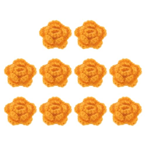 QUARKZMAN 10 Stück Blumen Aufnäher, 50mm Häkelblumen Blumenstickerei Applikationen Verzierungen für DIY Haare Hüte Kleidung Hochzeit Dekor Handwerk, Orange von QUARKZMAN