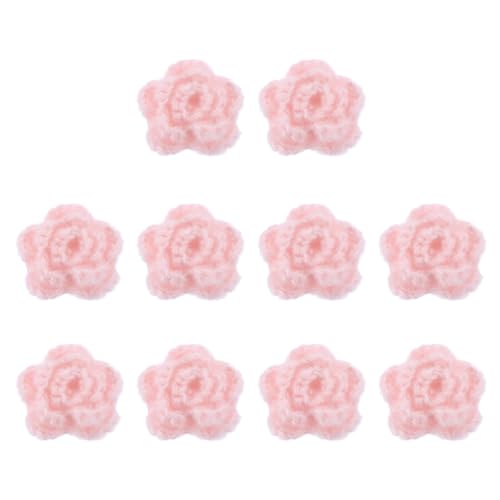 QUARKZMAN 10 Stück Blumen Aufnäher, 50mm Häkelblumen Blumenstickerei Applikationen Verzierungen für DIY Haare Hüte Kleidung Hochzeit Dekor Handwerk, Pink von QUARKZMAN