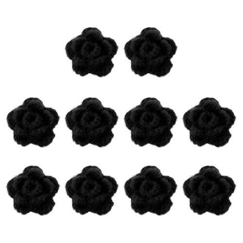 QUARKZMAN 10 Stück Blumen Aufnäher, 50mm Häkelblumen Blumenstickerei Applikationen Verzierungen für DIY Haare Hüte Kleidung Hochzeit Dekor Handwerk, Schwarz von QUARKZMAN