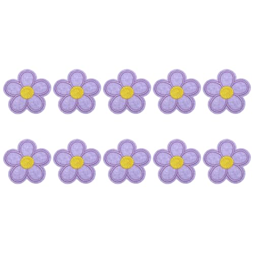 QUARKZMAN 10 Stück Blumen Bügelflicken Hell Lila Bestickte Aufnäher Applikationen Zum Aufbügeln Zum Nähen für DIY Handwerk Kleidung Reparatur Tasche Hut Dekoration, 1,97 Zoll von QUARKZMAN