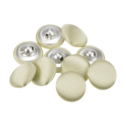 QUARKZMAN 10 Stück Champagner Knöpfe mit Stoffüberzug 15mm Satinstoff Bezogen Nähknöpfe Runde Bastelknöpfe Metallschaft Ösenknöpfe Vintage für Mantel Kleidung Jacke Blazer Anzüge DIY von QUARKZMAN