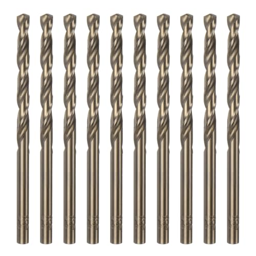 QUARKZMAN 10 Stück Spiralbohrer Cobalt Jobber Bohrer 4,4 mm / 0,173" M35 High-Speed-Stahl HSS Spiralbohrer Werkzeug für Edelstahl, Kupfer, Holz, Kunststoff und andere harte Materialien von QUARKZMAN
