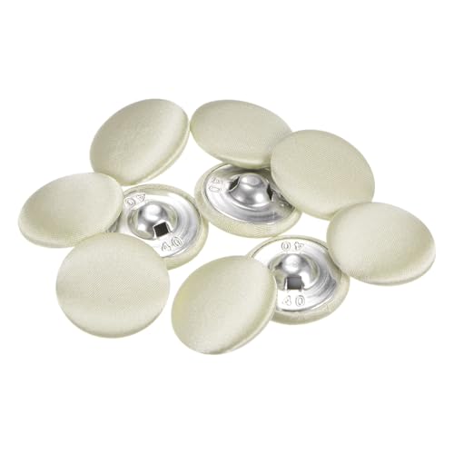 QUARKZMAN 10 Stück Dunkelbeige Knöpfe mit Stoffüberzug 25mm Satinstoff Bezogen Nähknöpfe Runde Bastelknöpfe Metallschaft Ösenknöpfe Vintage für Mantel Kleidung Jacke Blazer Anzüge DIY von QUARKZMAN